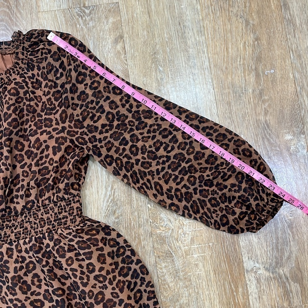 NWT New Old Navy Animal Print Smocked Long Sleeve Mini Dress Size Small Lined - Picture 14 of 14